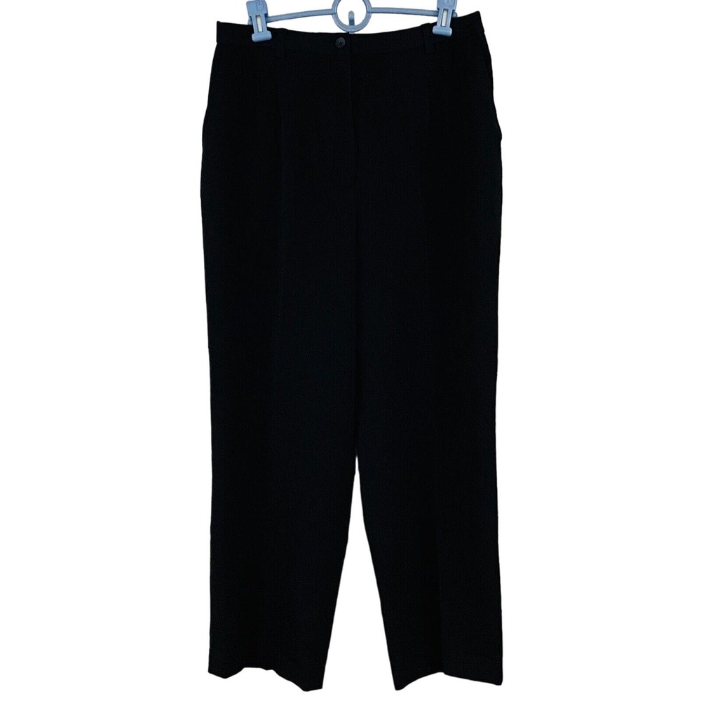 Womens 14P Dialogue Black Pants Flat Front Stretch‎ 28" Inseam Twin Stretch